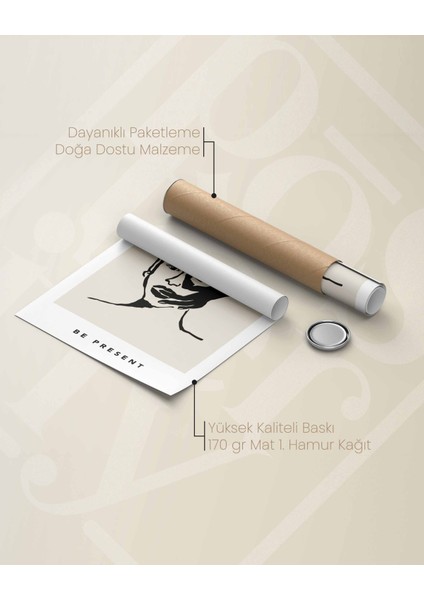 Be Present – Minimal Çizim & Modern Sanat Poster