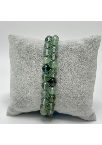 Sertifikalı Florit Çift Sıra Doğal Taş Makrome Bileklik Ayarlanabilir Ölçü