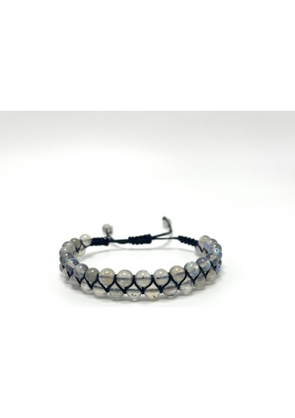 Sertifikalı Labrodorit Doğal Taş 6mm Çift Sıra Doğal Taş Makrome Bileklik Ayarlanabilir Ölçü fiyatları