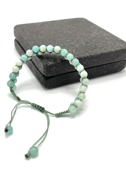 Sertifikalı Amazonit Çift Sıra Doğal Taş Makrome Bileklik Ayarlanabilir Ölçü modelleri