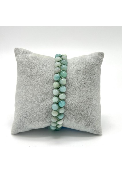 Sertifikalı Amazonit Çift Sıra Doğal Taş Makrome Bileklik Ayarlanabilir Ölçü