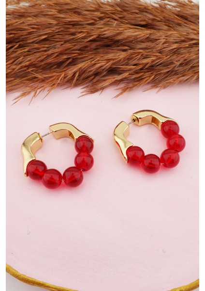 Kadın Kararmaz Altın Kaplama Boncuk Detaylı Çift Küpe fiyatları