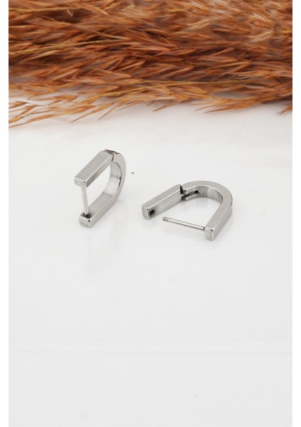 Kadın Çelik Basic Geometrik 1.5 cm U Model Klipsli Küpe