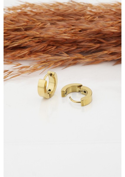 Kadın 316L Paslanmaz Çelik Basic Geometrik 1 cm Halka Model Klipsli Küpe