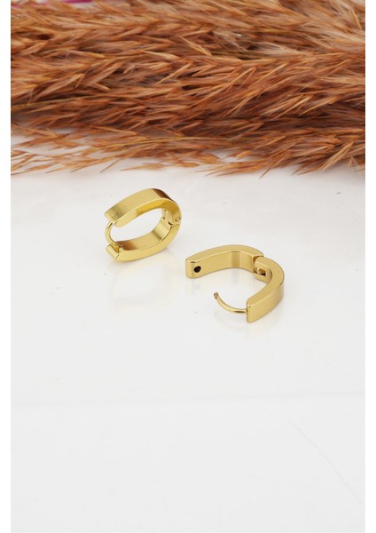 Kadın Çelik Basic Geometrik 1.5 cm Elips Moldel Klipsli Küpe