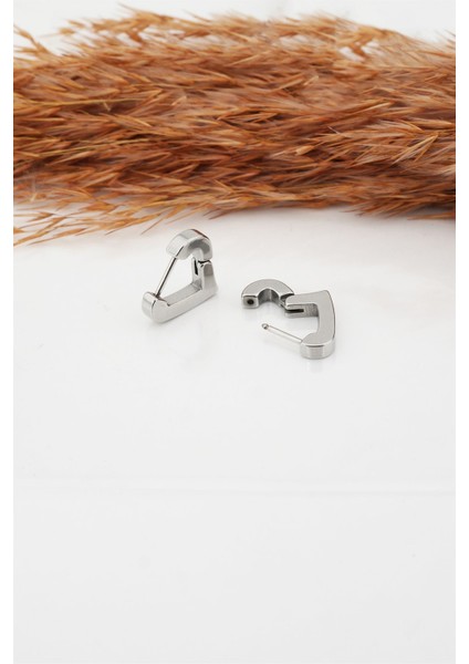 Kadın Çelik Basic Geometrik 1.5 cm Kalp Model Klipsli Küpe modelleri