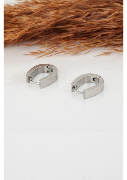 Kadın Çelik Basic Geometrik 1.5 cm Elips Moldel Klipsli Küpe modelleri