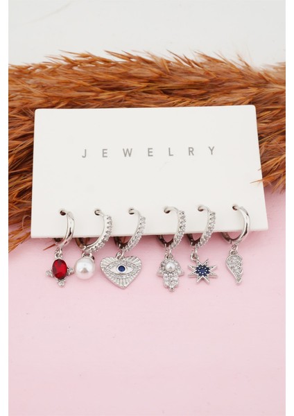 Kadın Kararmaz Altın Kaplama 6'lı Küpe Set fiyatları