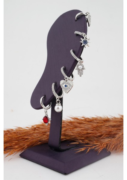 Kadın Kararmaz Altın Kaplama 6'lı Küpe Set modelleri