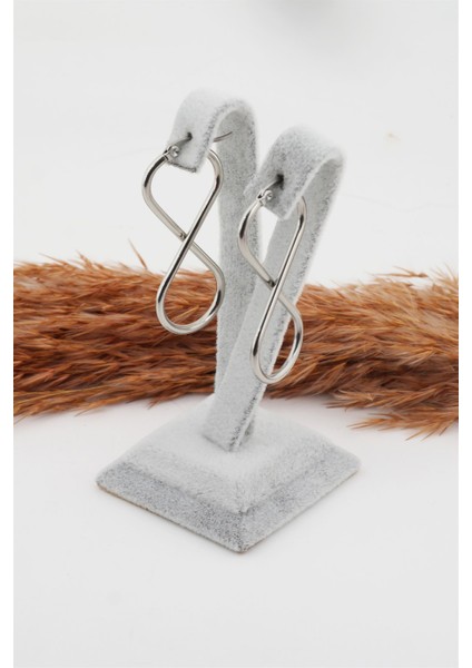 Kadın Çelik Basic Geometrik 5 cm Sonsuzluk Model Klipsli Küpe fiyatları