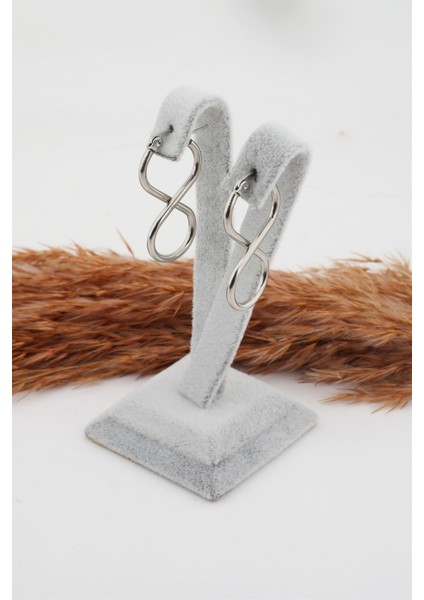 Kadın Çelik Basic Geometrik 3.5 cm Sonsuzluk Model Klipsli Küpe fiyatları