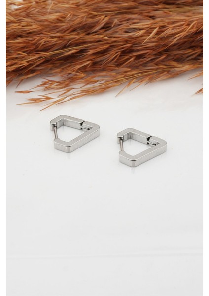Kadın Çelik Basic Geometrik 1.5cm Üçgen Moldel Klipsli Küpe