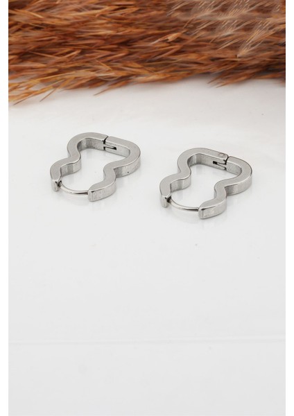 Kadın Çelik Basic Geometrik 2 cm Klipsli Küpe