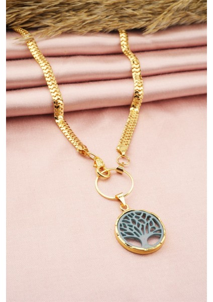 Kadın Özel Tasarım Hayat Ağacı Figürlü Yılan Zincir Kolye