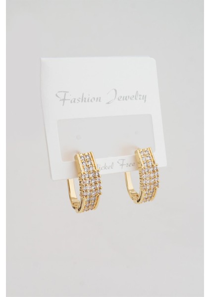 Kadın Altın Kaplama Zirkon 2'li Küpe