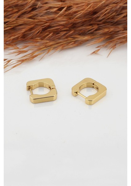Kadın Çelik Basic Geometrik 1.5cm Kare Moldel Klipsli Küpe
