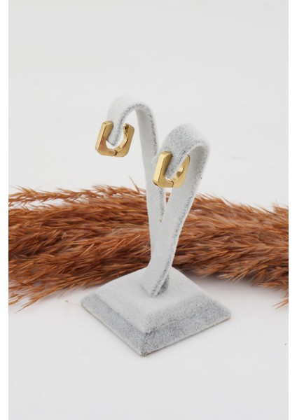 Kadın Çelik Basic Geometrik 1.5cm Kare Moldel Klipsli Küpe modelleri