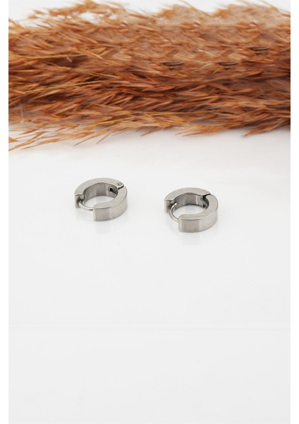 Kadın Çelik Basic Geometrik 1 cm Halka Model Klipsli Küpe modelleri