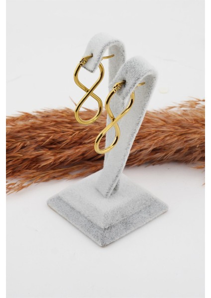 Kadın 316L Paslanmaz Çelik Basic Geometrik 3.5 cm Sonsuzluk Model Klipsli Küpe fiyatları