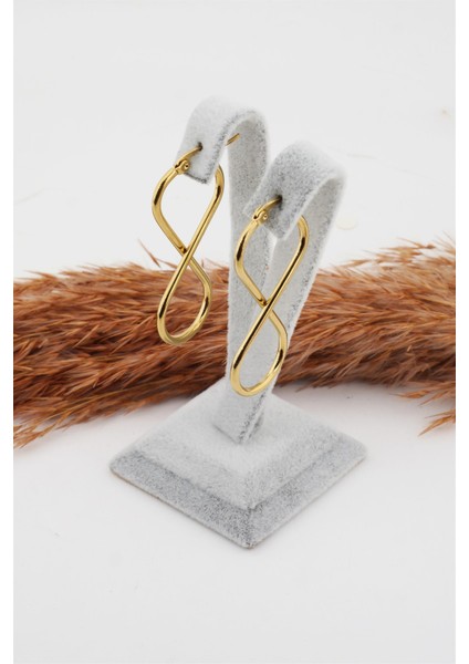 Kadın Çelik Basic Geometrik 5 cm Sonsuzluk Model Klipsli Küpe fiyatları