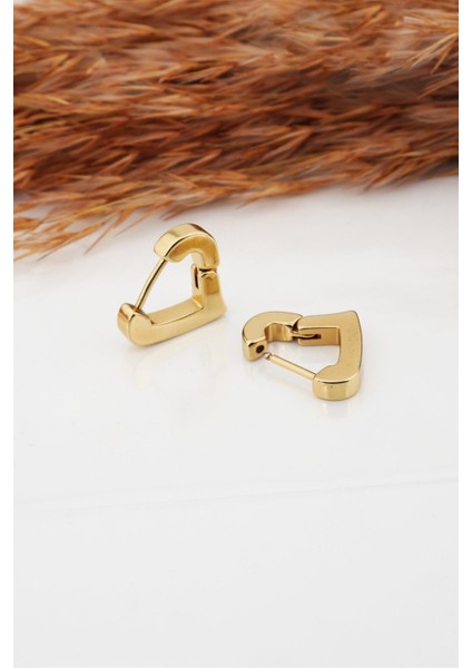 Kadın Çelik Basic Geometrik 1.5 cm Kalp Model Klipsli Küpe