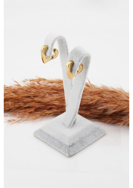 Kadın Çelik Basic Geometrik 1.5 cm Kalp Model Klipsli Küpe fiyatları