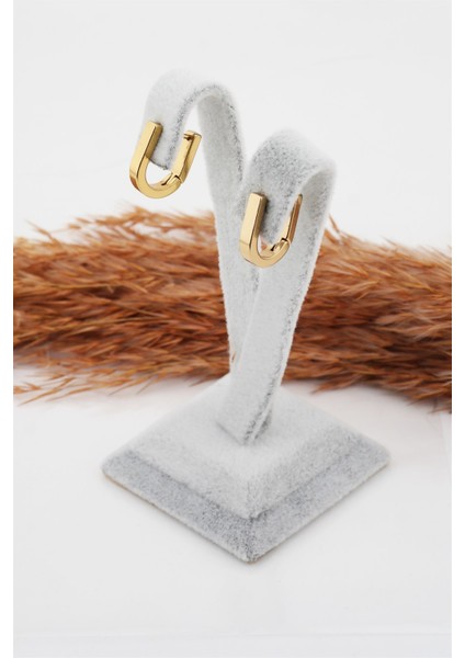 Kadın Çelik Basic Geometrik 1.5 cm U Model Klipsli Küpe modelleri