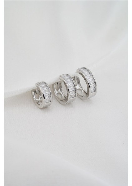 Kadın Altın Kaplama Baget Zirkon Taşlı Figürlü 3 Boy Küpe Seti fiyatları