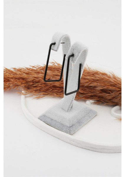 Kadın Çelik Basic Geometrik 4.5 cm Dikdörtgen Model Küpe fiyatları