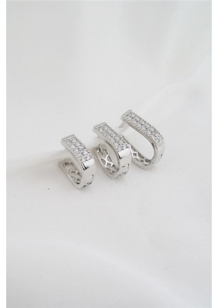 Kadın Altın Kaplama Zirkon Taşlı Figürlü 3 Boy Küpe Seti