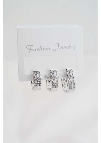 Kadın Altın Kaplama Zirkon Taşlı Figürlü 3 Boy Küpe Seti fiyatları