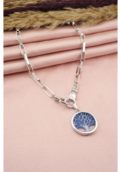 Kadın Özel Tasarım Hayat Ağacı ve El Figürlü Örme Zincirli Kolye modelleri