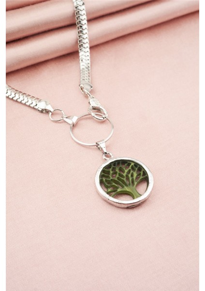 Kadın Özel Tasarım Hayat Ağacı Figürlü Yılan Zincir Kolye