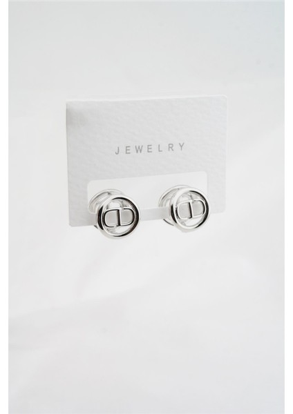 Kadın Altın Kaplama Zirkon Elips Model Minimal Küpe