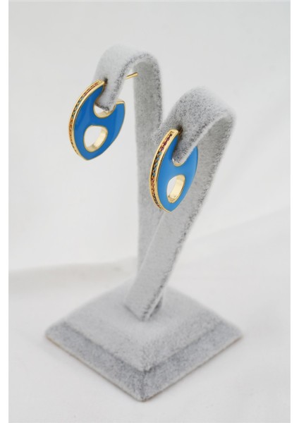 Kadın Altın Kaplama Zirkon Taşlı Mineli Elips Model Küpe fiyatları