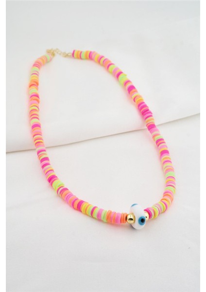 Kadın Cam Nazar Figürlü Renkli Fümo Kolye modelleri