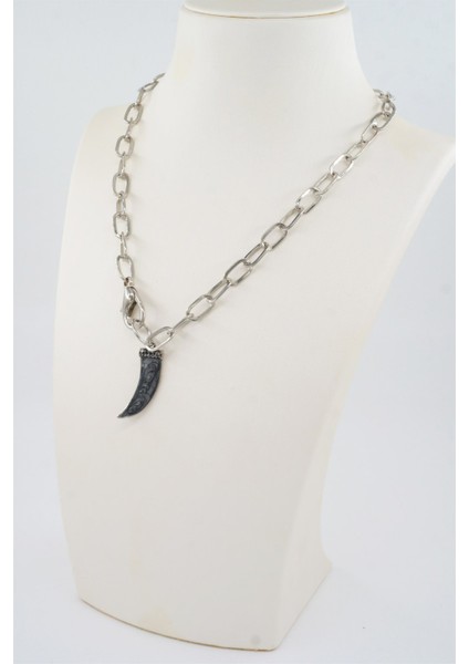 Kadın Özel Tasarım Diş Figürlü Yapıştırma Taşlı Kolye