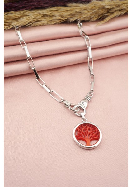Kadın Özel Tasarım Hayat Ağacı ve El Figürlü Örme Zincirli Kolye modelleri