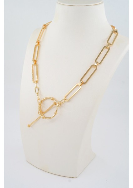 Kadın Özel Tasarım Önden Kilit Detaylı Zincir Kolye