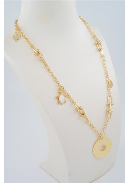 Kadın Özel Tasarım Taşlı Kaplunbağa Figürlü 60 cm Kolye modelleri