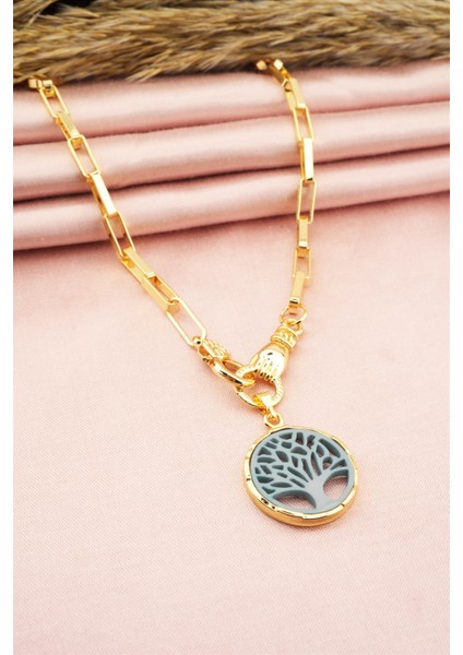 Kadın Özel Tasarım Hayat Ağacı ve El Figürlü Örme Zincirli Kolye modelleri