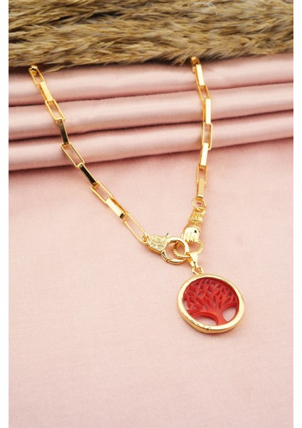 Kadın Özel Tasarım Hayat Ağacı ve El Figürlü Örme Zincirli Kolye modelleri