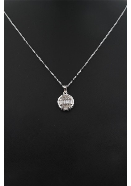 Kadın Yuvarlak Baget Taşlı Zirkon Kolye fiyatları