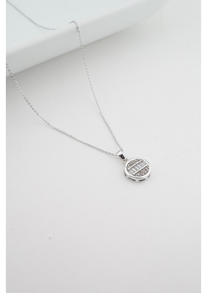 Kadın Yuvarlak Baget Taşlı Zirkon Kolye modelleri