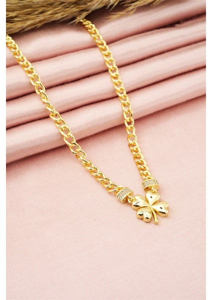 Kadın Özel Tasarım Zirkon Taşlı Yonca Figürlü Kolye fiyatları