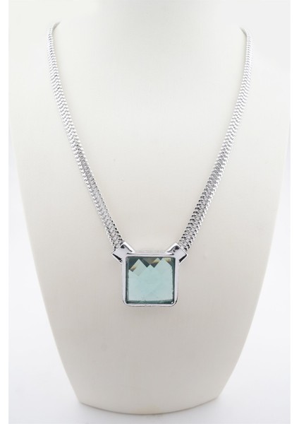 Kadın Özel Tasarım Kare Model Kesme Taşlı Model Yılan Zincirli Kolye fiyatları