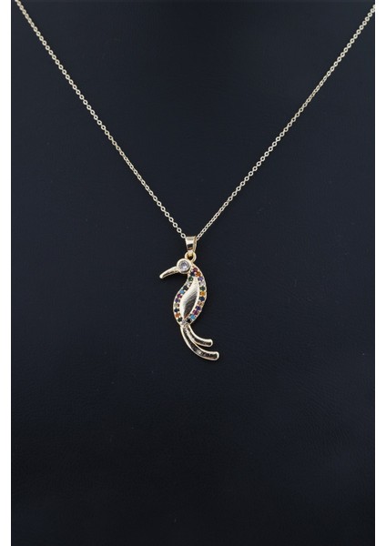 Kadın Papağan Figürlü Zirkon Taşlı Kolye fiyatları