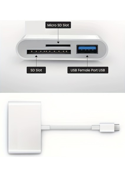 USB C - Micro Sd Tf Hafıza Kartı Okuyucu, 3'ü 1 Arada USB Kamera Kart Okusb Type-C To Sd Micro Sd Tf Kart Okuyucu ve USB Çevirici 3 In 1 Dönüştürücü Adaptör fırsatları