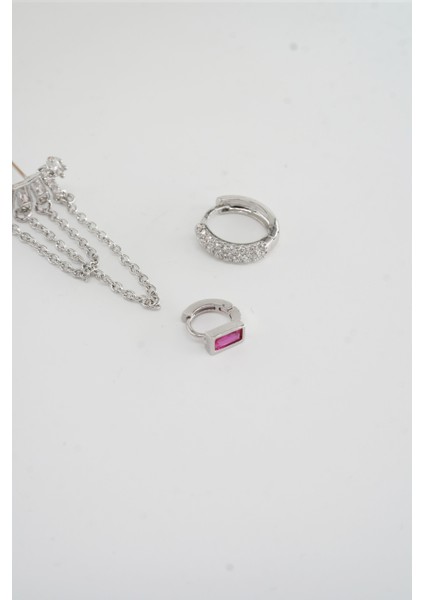 Kadın Vip Seri Baget Zirkon Taşlı Zincirli Model 3'lü Küpe Seti fiyatları