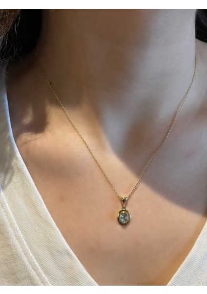 Topaz Taşlı Gümüş Üzeri Altın Kaplama Kolye fiyatları